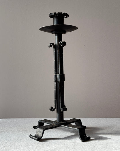 Hand Forged Wrought Iron Scroll Candlestick