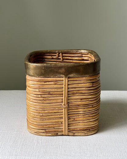 Italian Pencil Reed & Brass Rim Basket