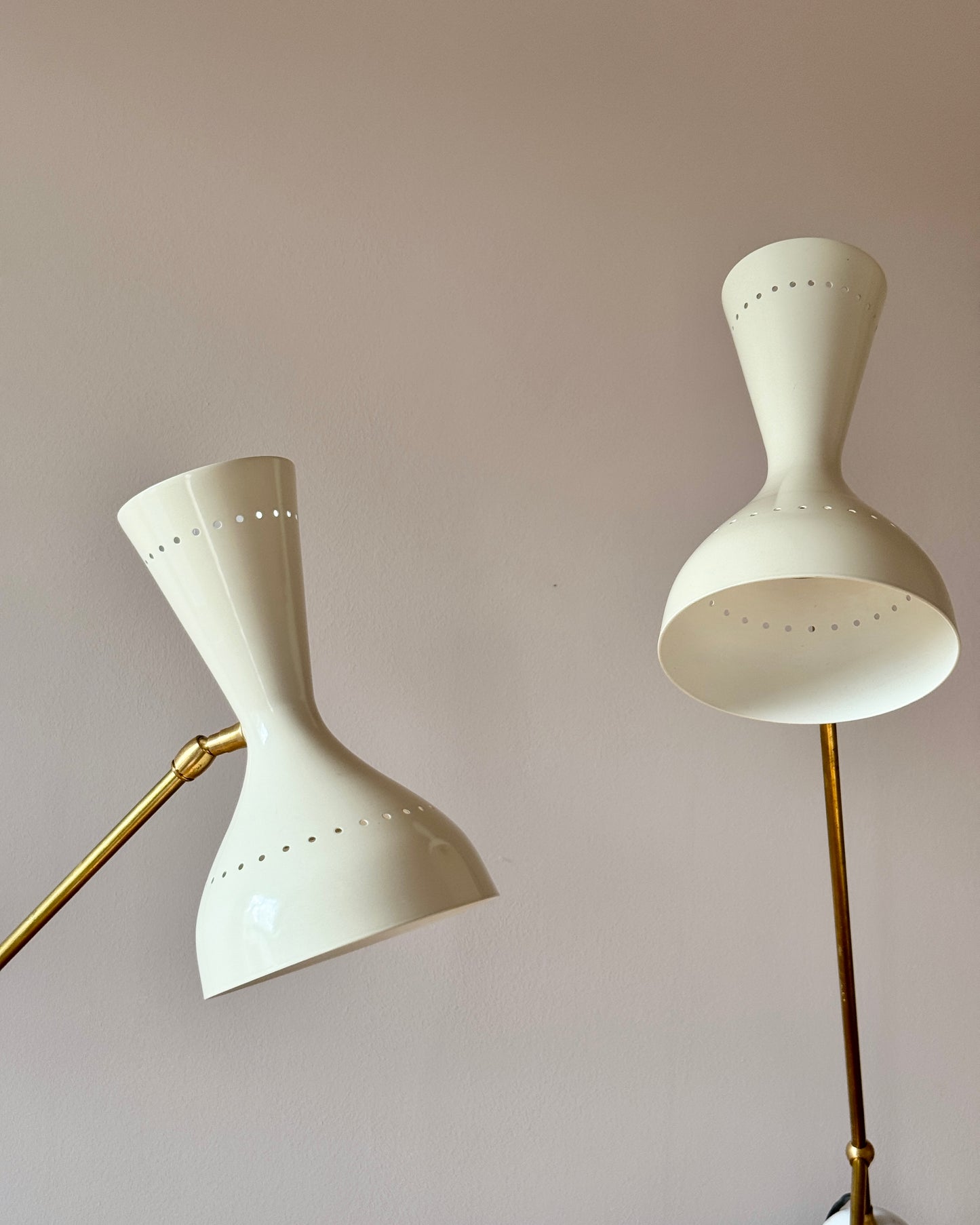 Mid-century Italian White Brass Diabolo Lamp