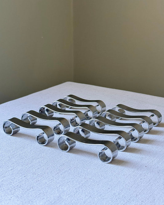 Set of 10 French Mid-century Stainless Steel Coiled Cutlery Rests