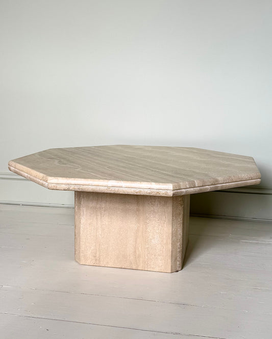 Octagonal 1970’s Italian Travertine Coffee Table