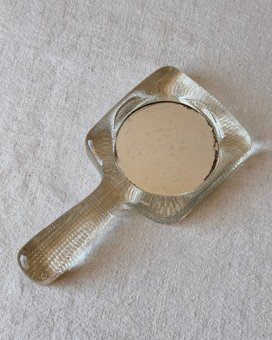 Mid-Century Pukeberg Swedish Glass Hand Mirror
