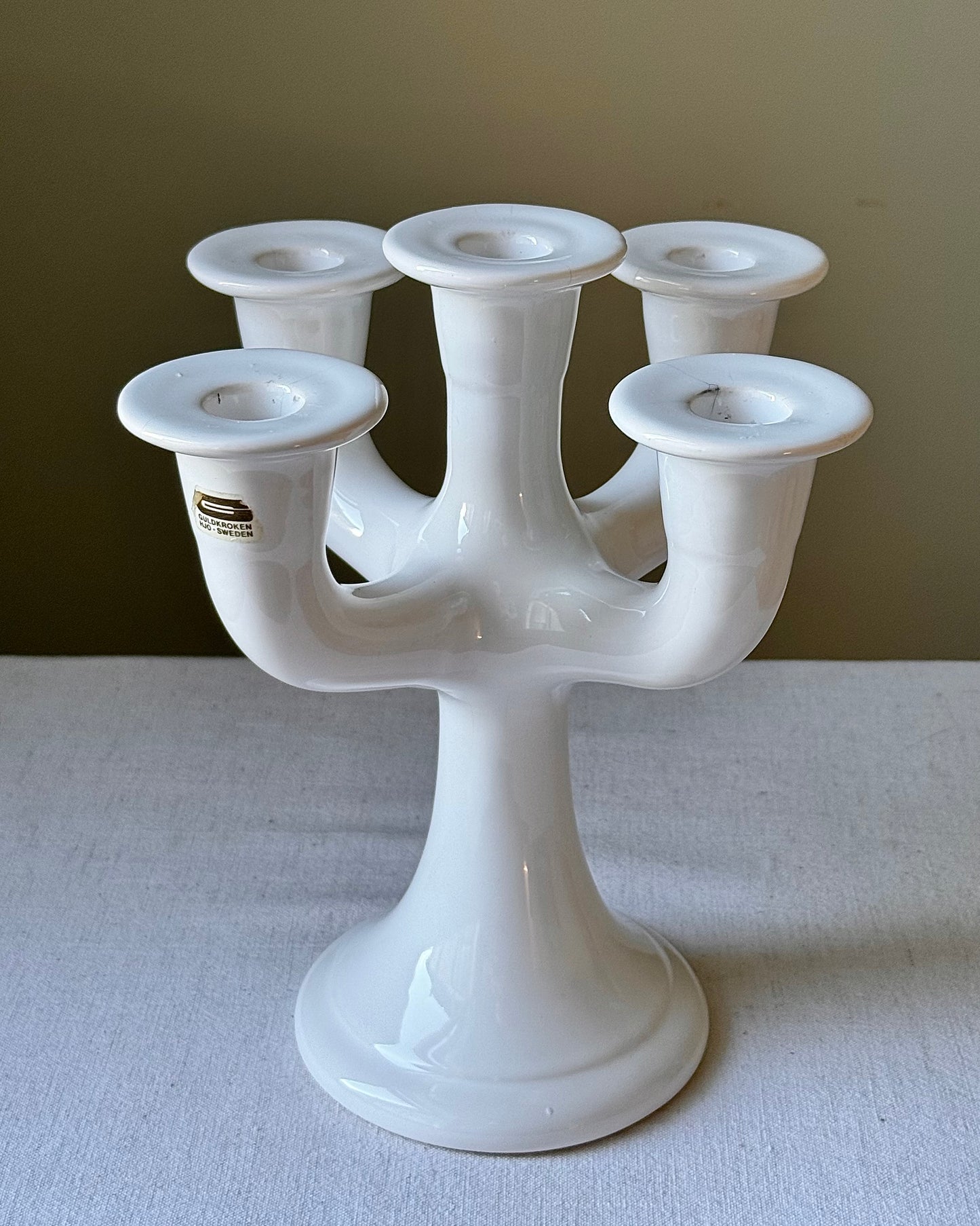 Vintage Guldkroken Hjo Ceramic Five-Arm Candelabra