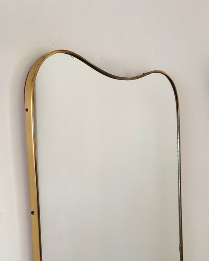 Large Italian Brass Shield Mirror, c.1960
