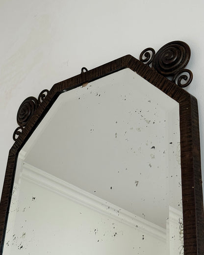French Art Deco Wrought Iron Mirror, c.1930