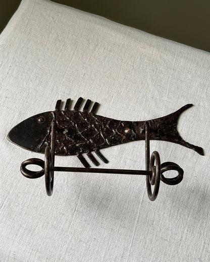 Mid-Century French Iron Fish Loo Roll Holder
