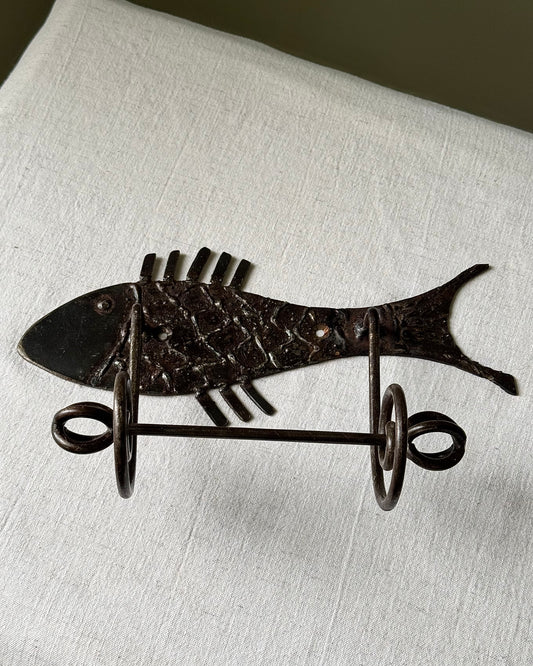 Mid-Century French Iron Fish Loo Roll Holder