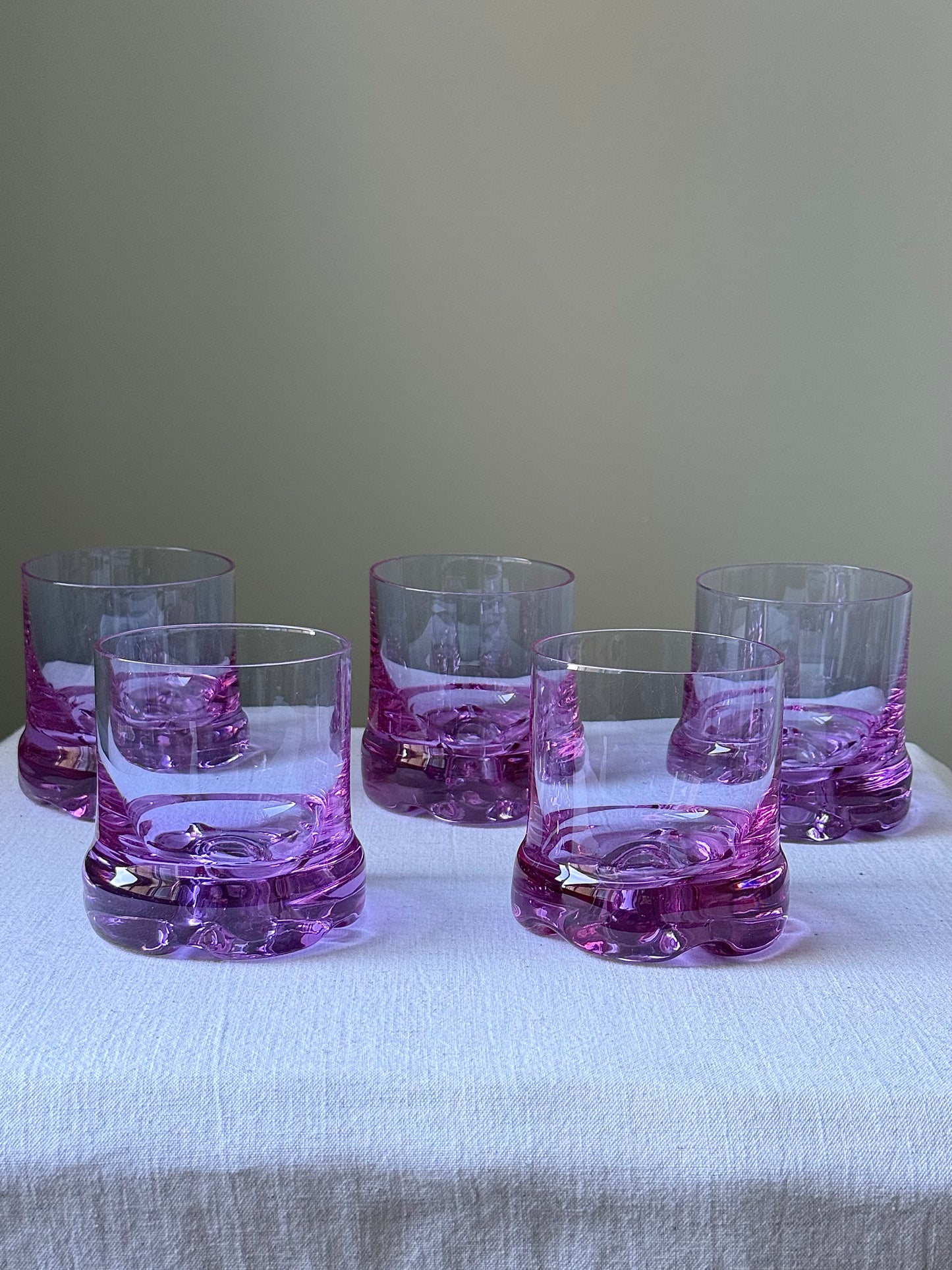 Set of 5 Murano Alexandrite Crystal Glass Tumblers, circa 1970’s