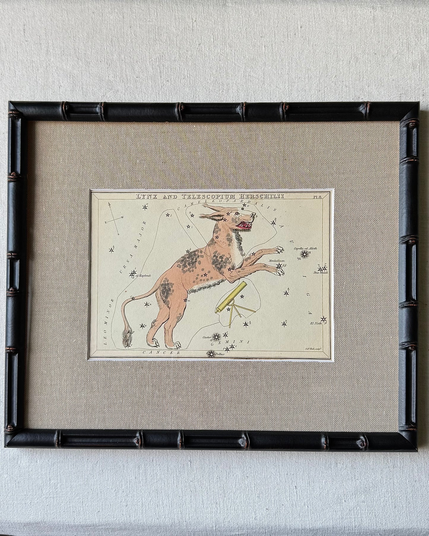 Antique Hand-Painted Constellation Print ‘Urania’s Mirror’ by Sidney Hall c. 1825