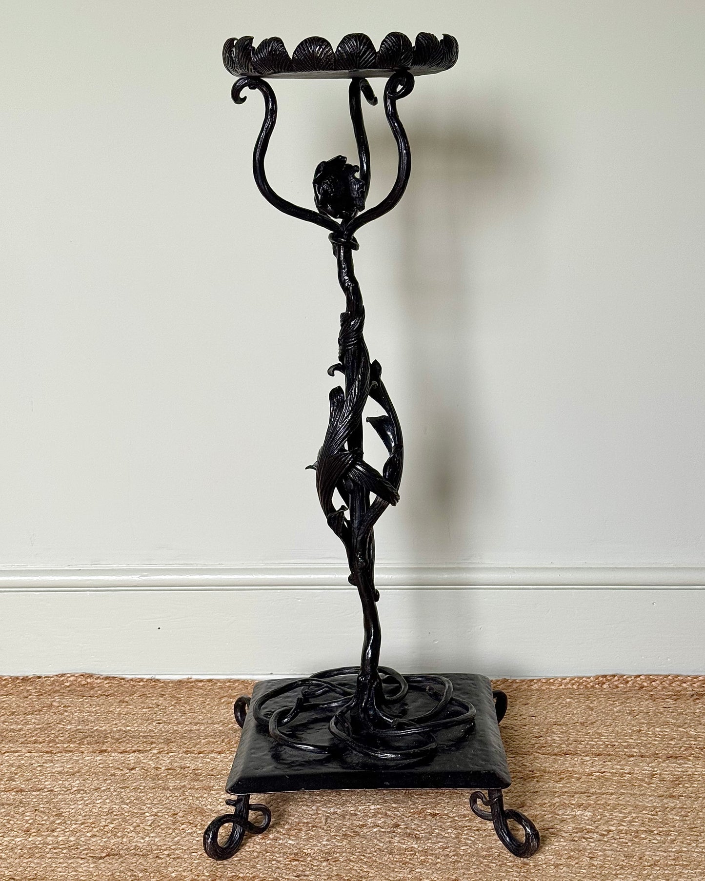 Pair of Swedish Art Nouveau Wrought Iron Pedestals