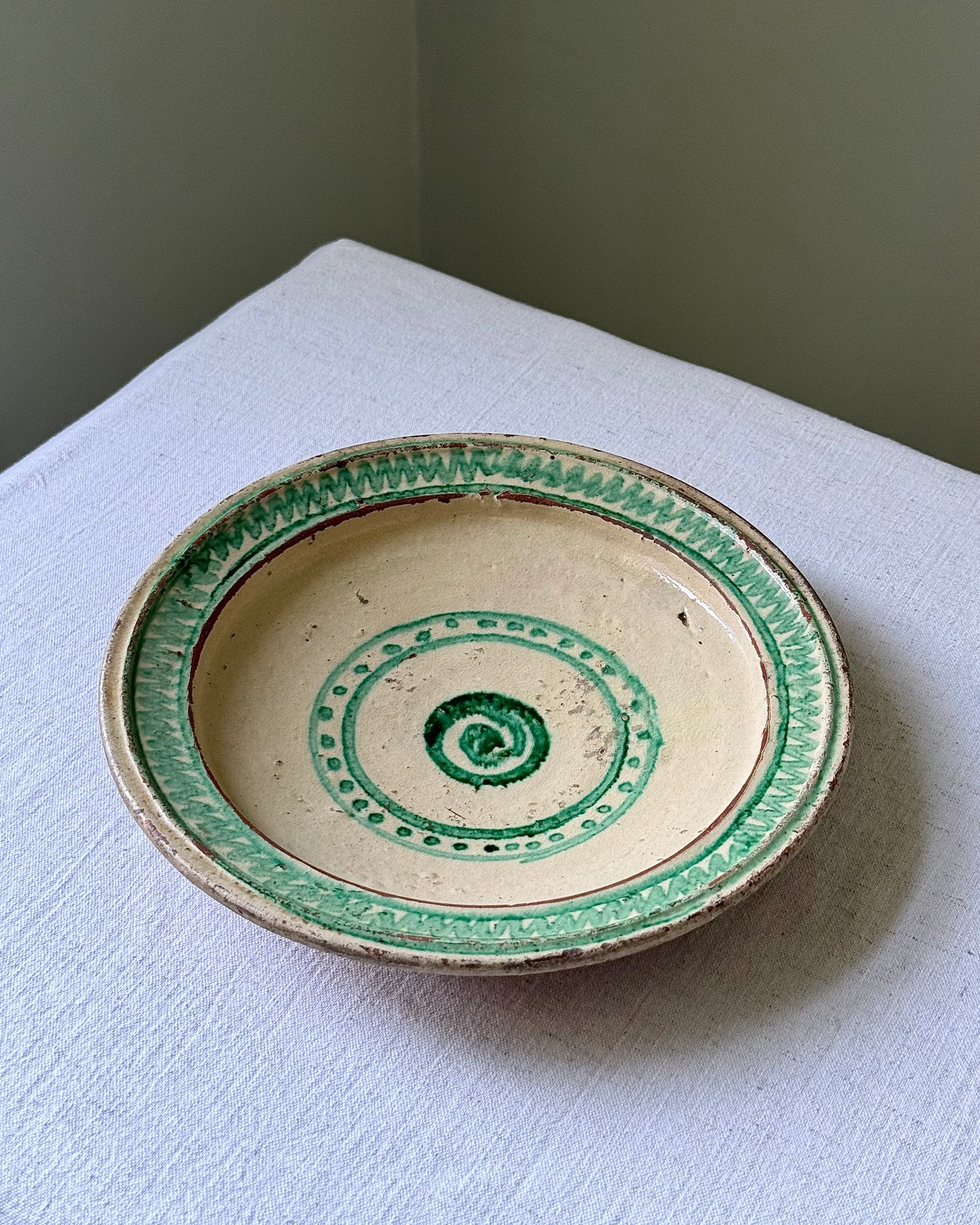 Early 20th Century Spanish Green Spiral Bowl