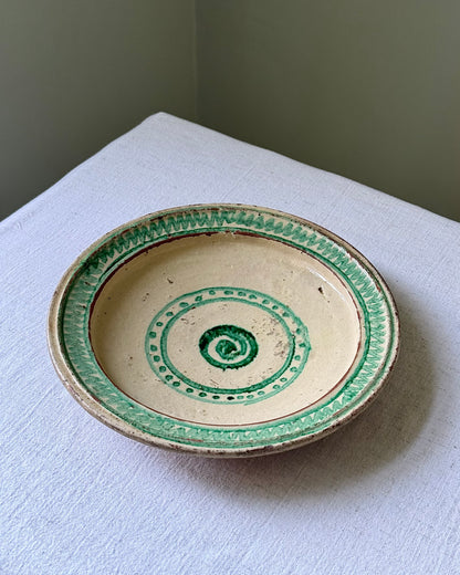 Early 20th Century Spanish Green Spiral Bowl