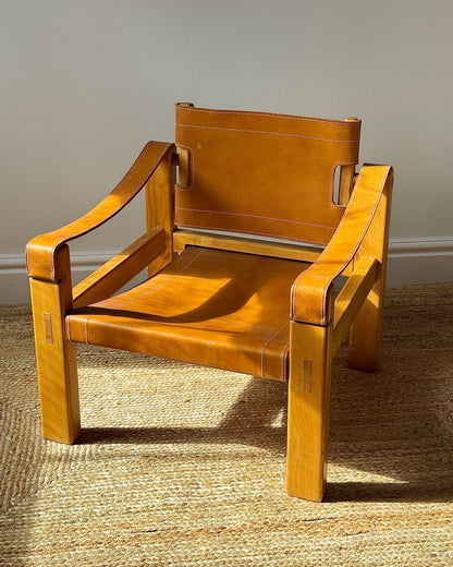 Safari Armchair in the Style of Pierre Chapo