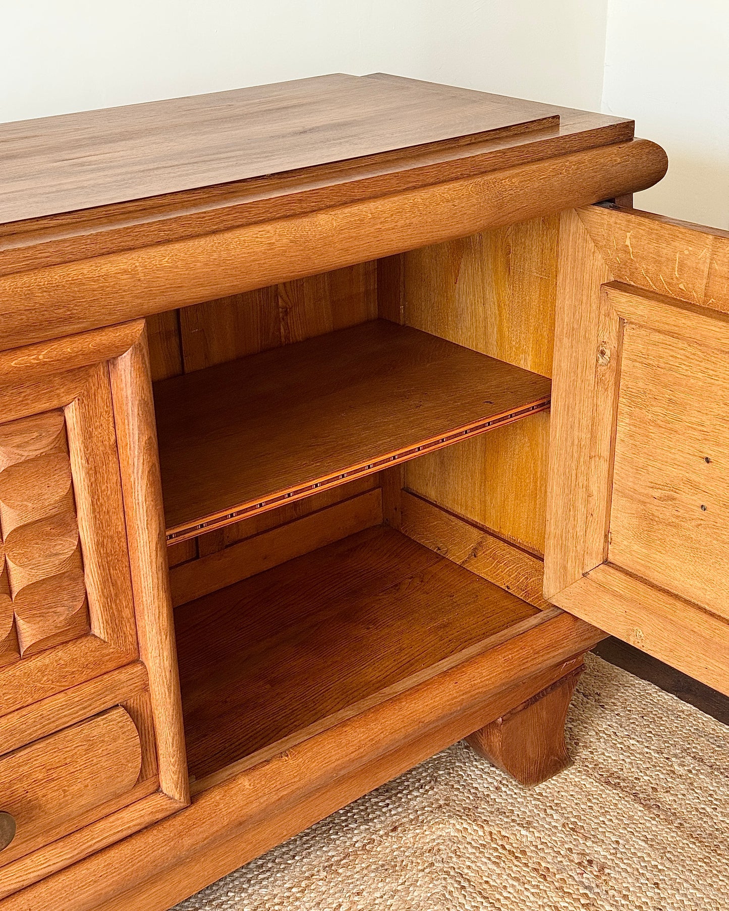 Large French Oak Sideboard in the Manner of Charles Dudouyt, c.1940s