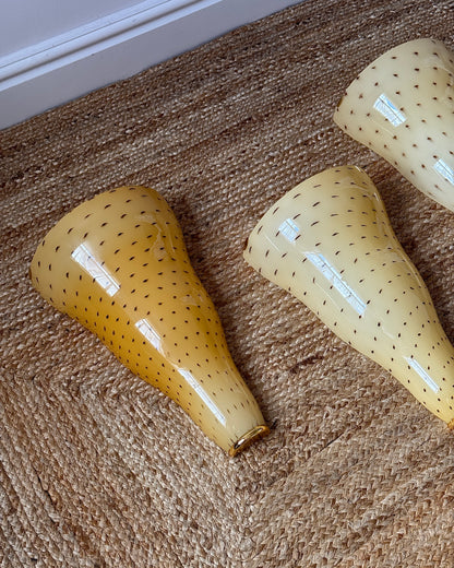 Large Yellow Murano Tapered Sconces with Red Flecks by Toso & Massari for Leucos