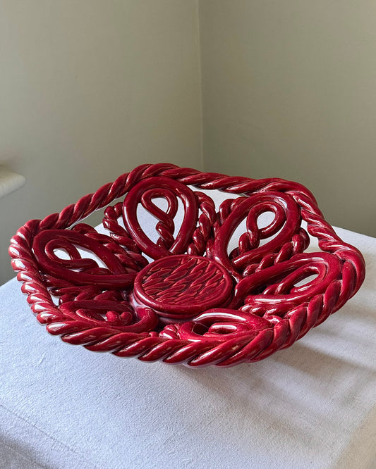 Large Glossy Red Vallauris Bowl