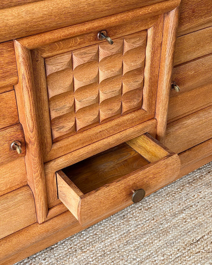 Large French Oak Sideboard in the Manner of Charles Dudouyt, c.1940s