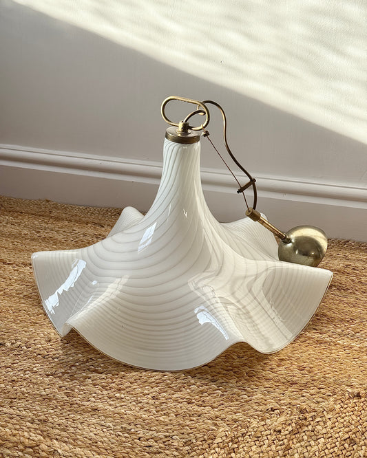 Large Murano Swirl Handkerchief Glass Pendant Light, circa 1970