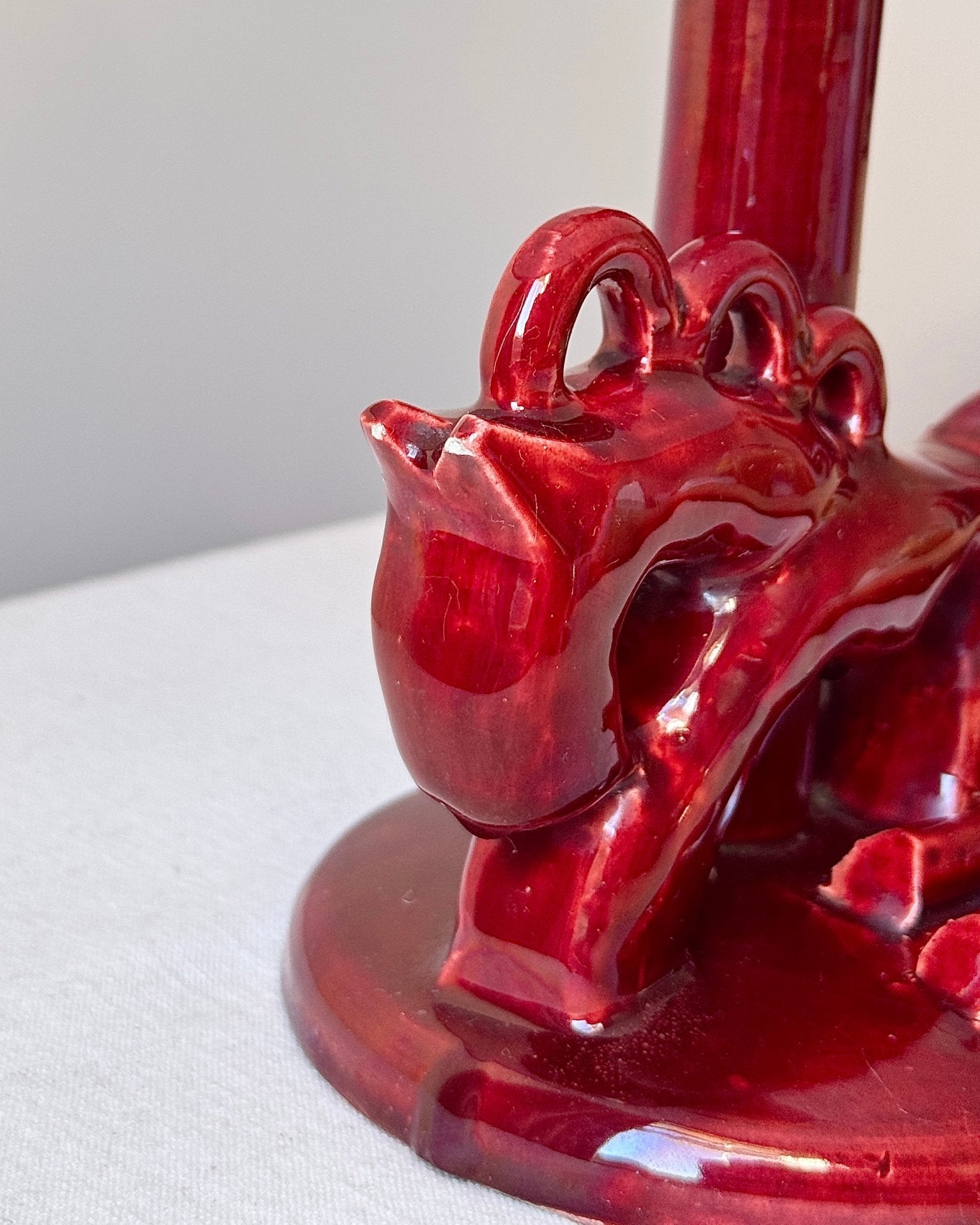 Red Ceramic Stylised Horse Table Lamp - Club Sourced