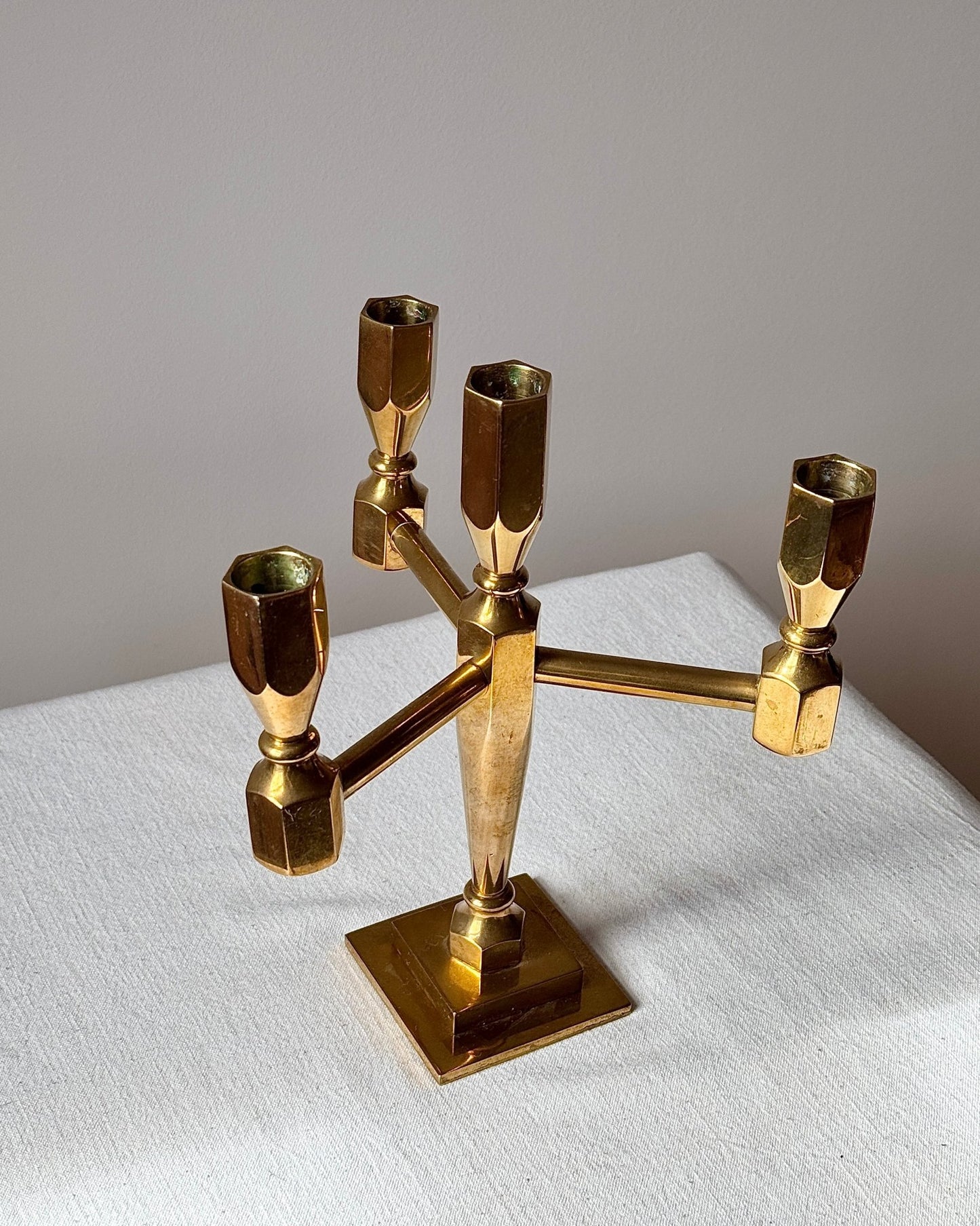 Scandinavian Brass Candelabra, Numbered Edition 12/200 - Club Sourced