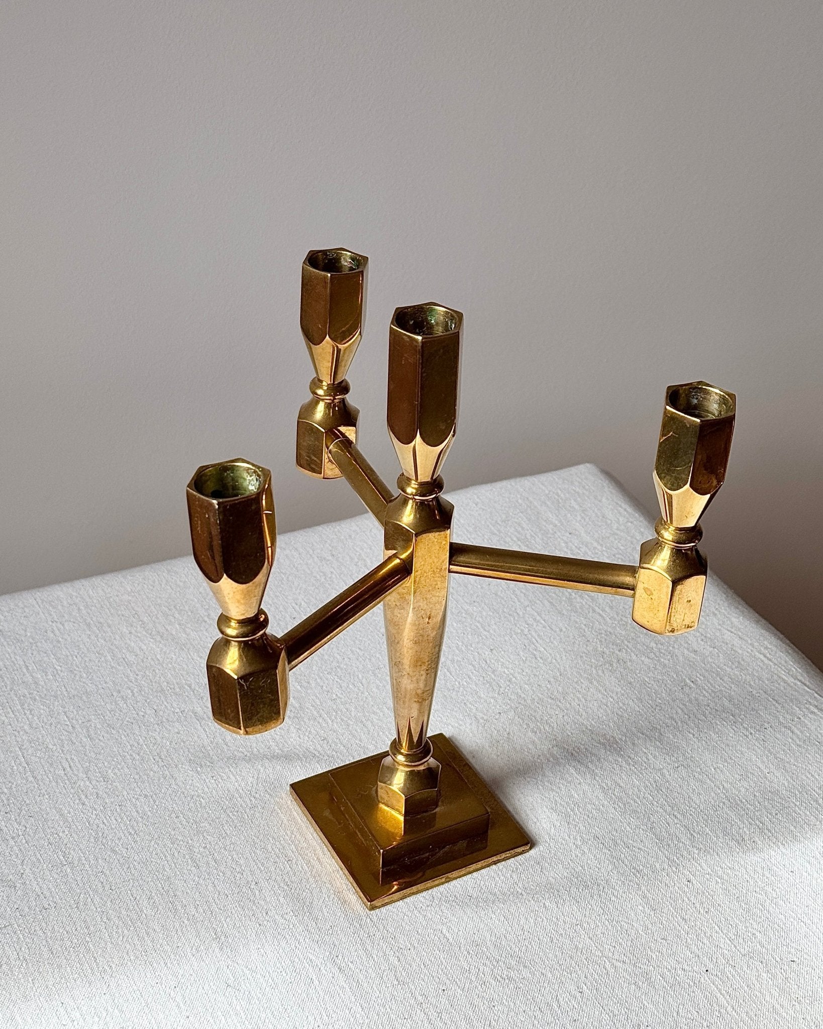 Scandinavian Brass Candelabra, Numbered Edition 12/200 - Club Sourced