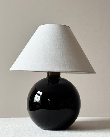 French Art Deco Black Opaline Table Lamp
