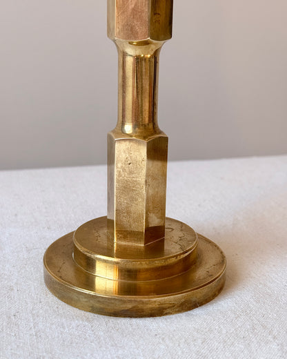Swedish Brass Geometric Candelabra