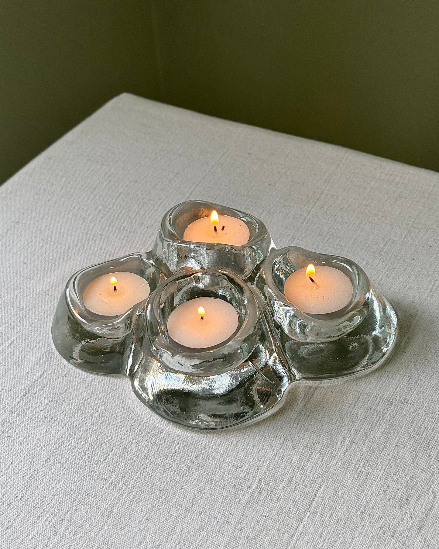 Sculptural Glass Tealight Holder, Hans Jürgen Richartz for Berendsohn