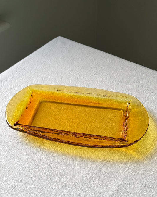 Gösta Sigvard for Lindshammar Amber Glass Dish