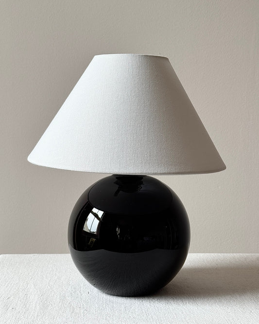 French Art Deco Black Opaline Table Lamp