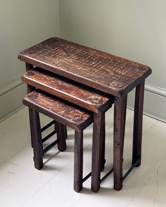 Brutalist Eastern European Nest of 3 Tables