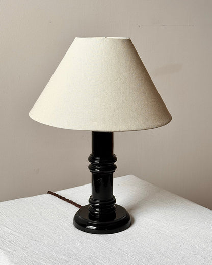 French Black Lacquered Table Lamp - Club Sourced