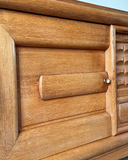 Large French Oak Sideboard in the Manner of Charles Dudouyt, c.1940s