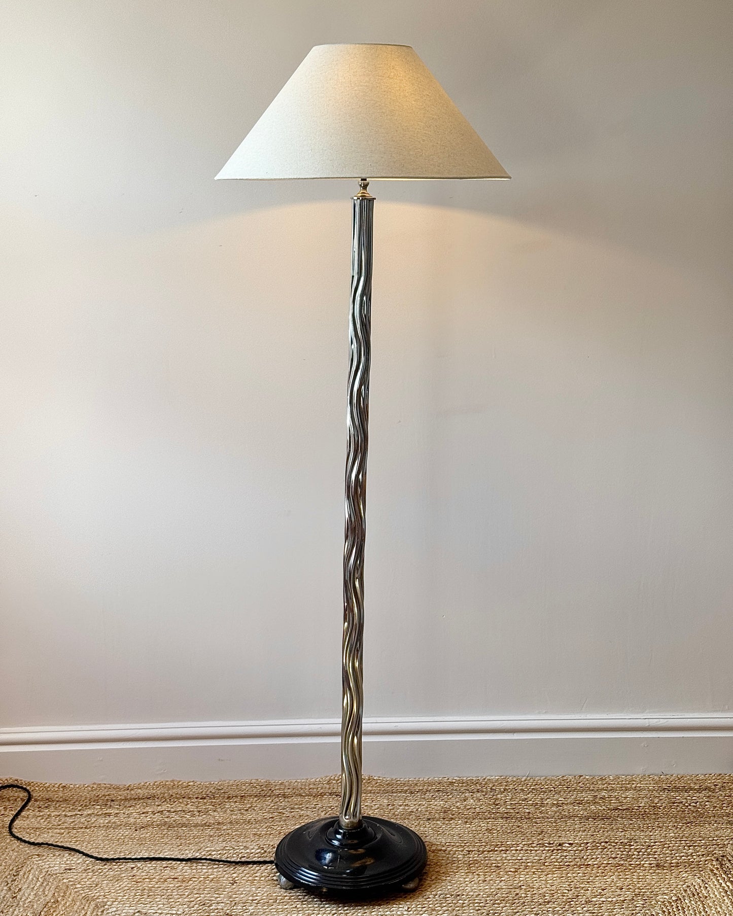 Art Deco Rippled Chrome Floor Lamp