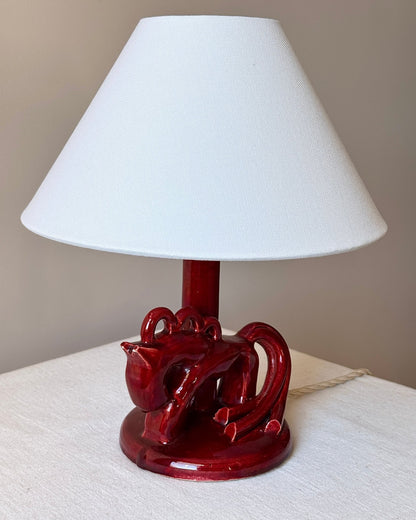 Red Ceramic Stylised Horse Table Lamp - Club Sourced