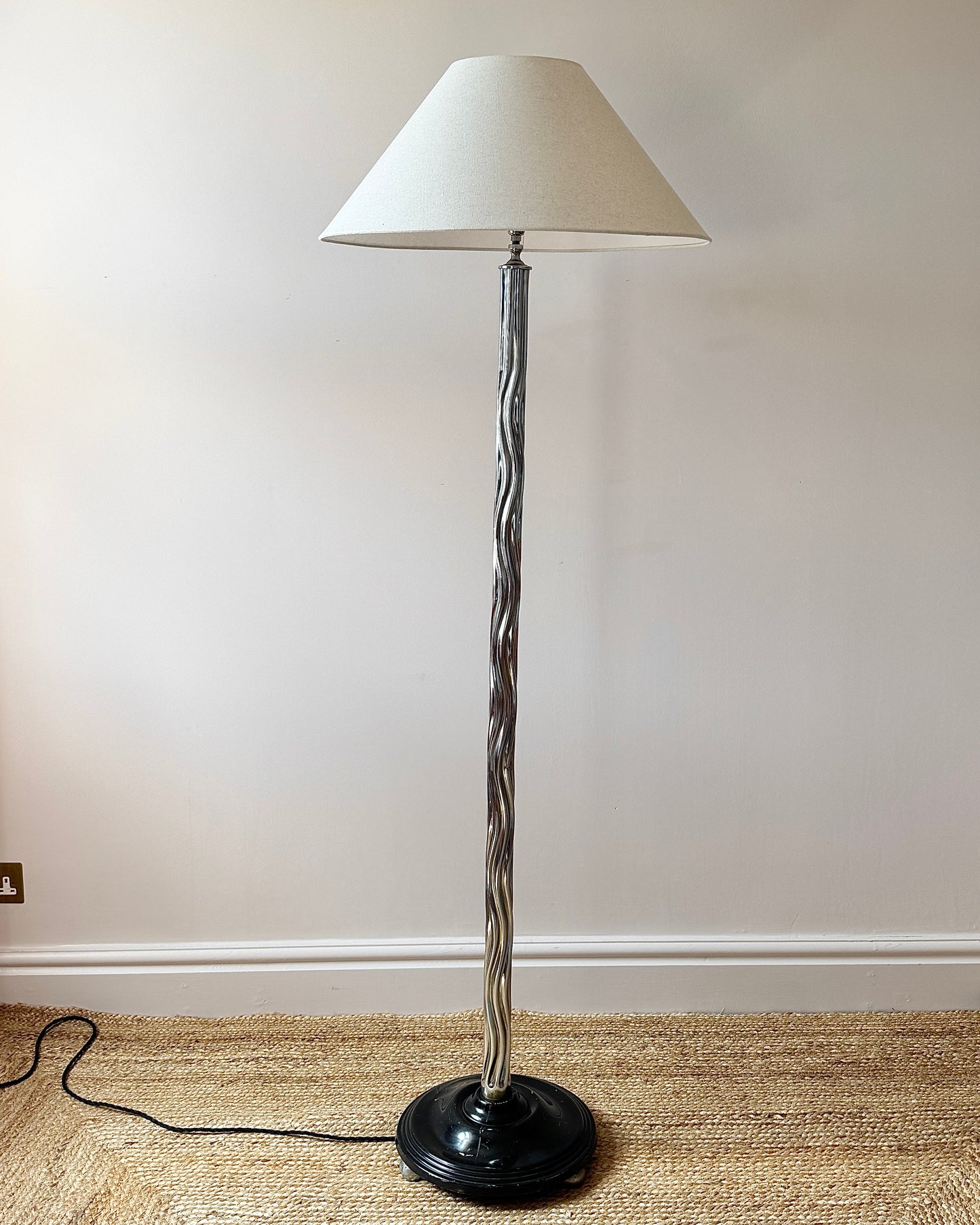 Art Deco Rippled Chrome Floor Lamp