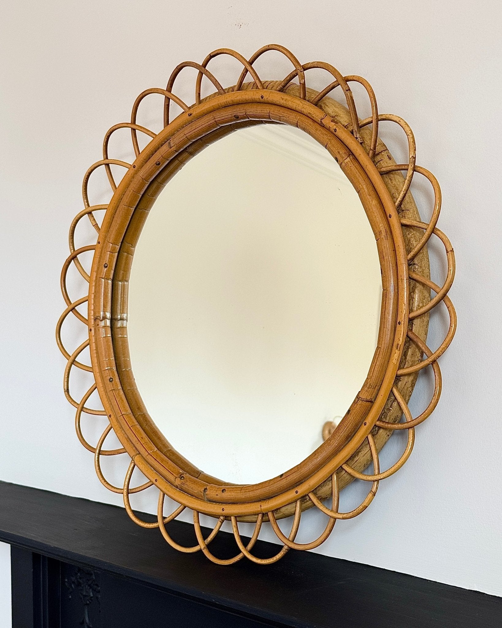 Looped Bamboo & Cane Mirror - Club Sourced