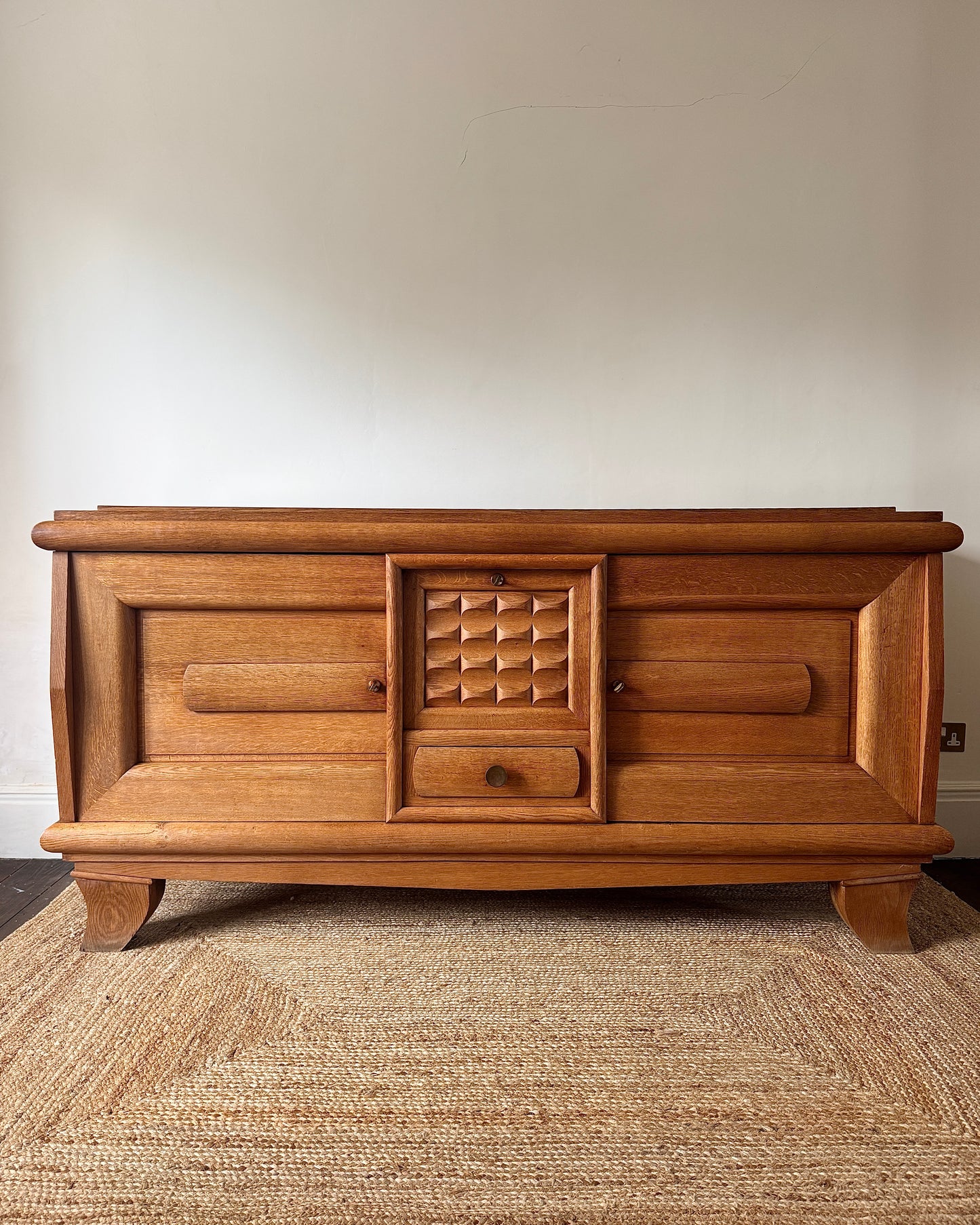 Large French Oak Sideboard in the Manner of Charles Dudouyt, c.1940s