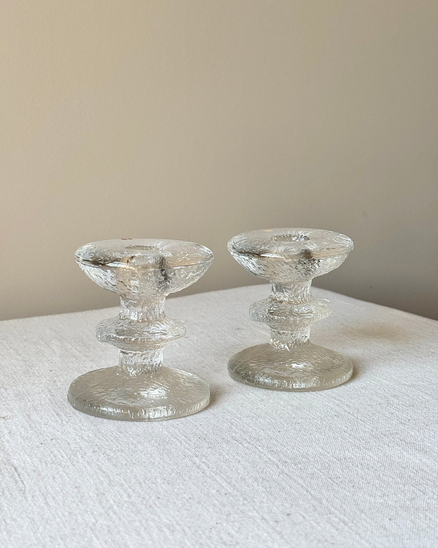 Pair of Mid-century Iittala Glass Candleholders - Club Sourced