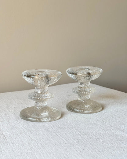 Pair of Mid-century Iittala Glass Candleholders - Club Sourced