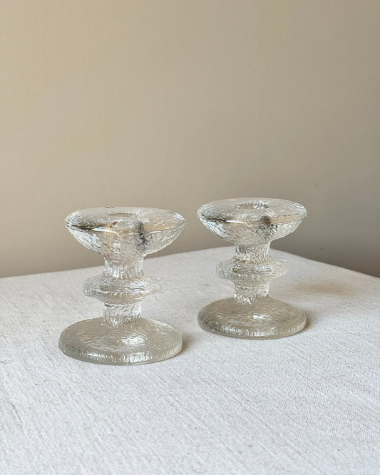 Pair of Mid-century Iittala Glass Candleholders - Club Sourced