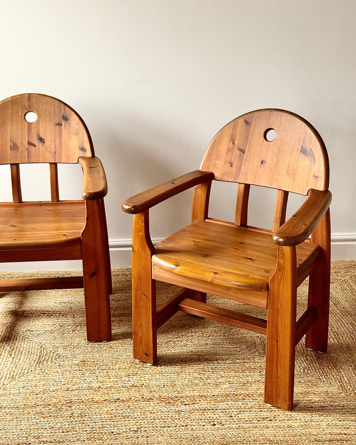 Set of 6 Pine Dining Chairs by Wasa Möbel Including Two Carvers, 1980s