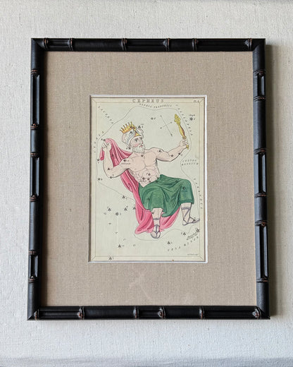 Antique Hand-Painted Constellation Print ‘Urania’s Mirror’ by Sidney Hall c. 1825