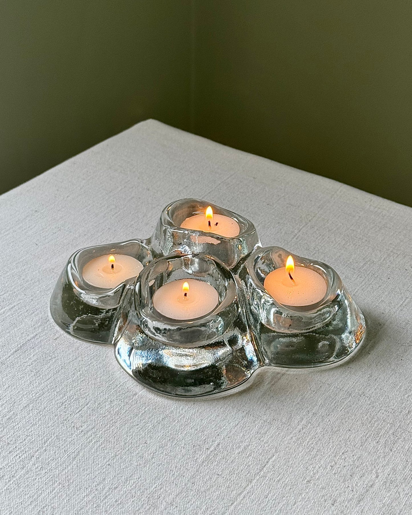 Sculptural Glass Tealight Holder, Hans Jürgen Richartz for Berendsohn