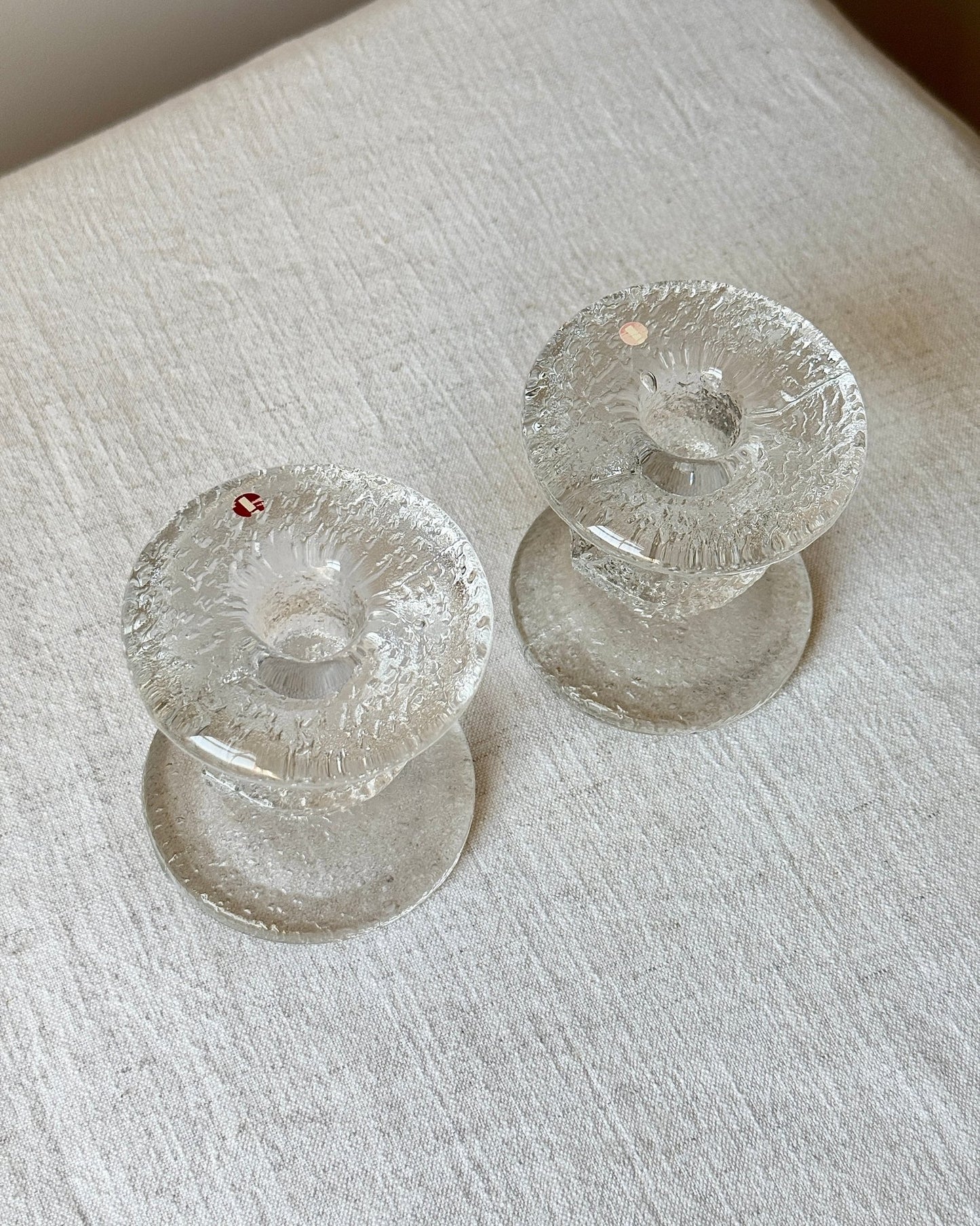 Pair of Mid-century Iittala Glass Candleholders - Club Sourced