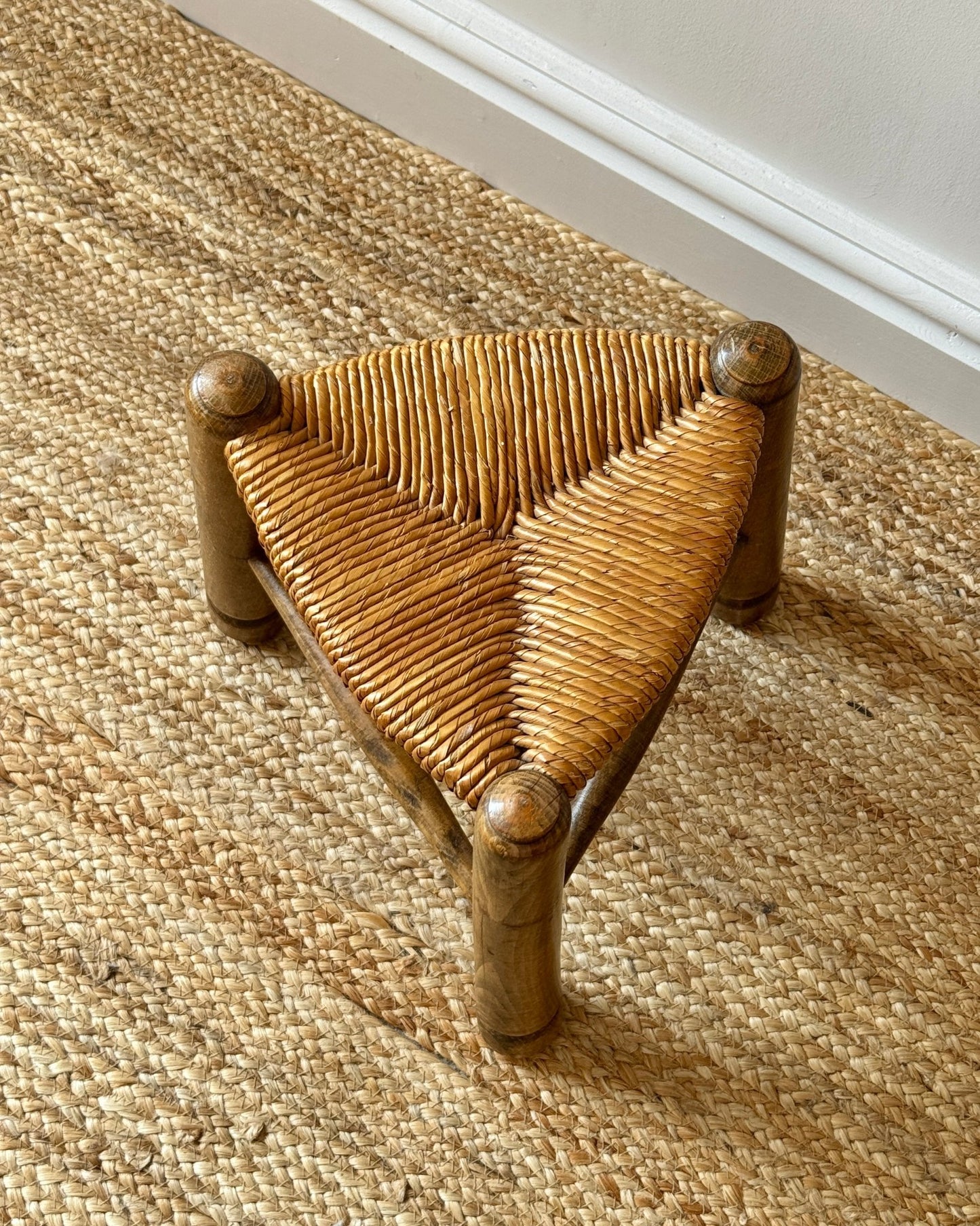 French Oak & Rush Stool - Club Sourced