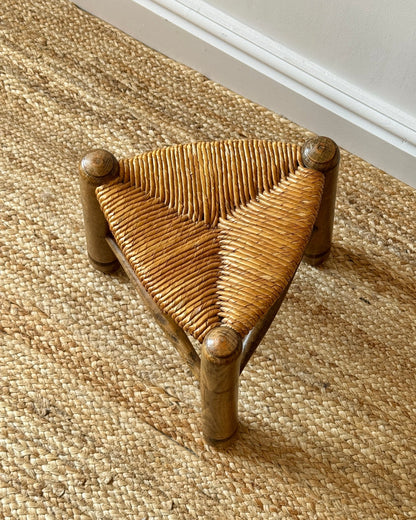 French Oak & Rush Stool - Club Sourced