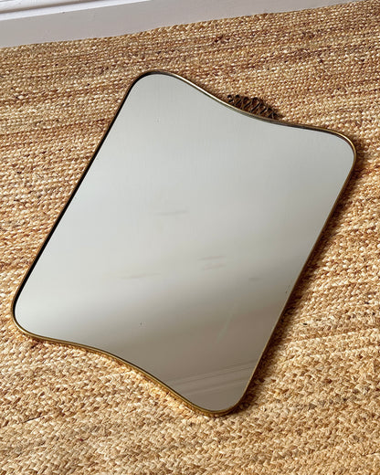 Italian Brass Sheild Mirror and Console, Attributed to Gio Ponti, c.1950s