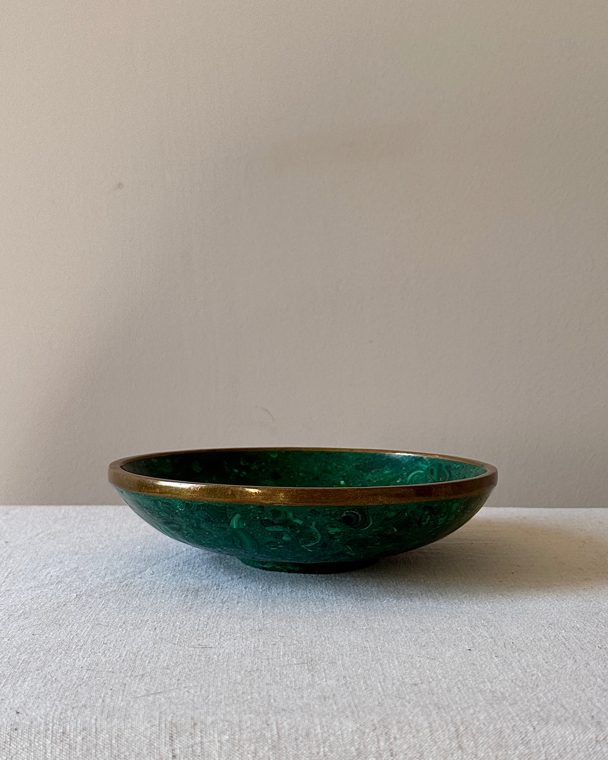 Malachite Bowl with Brass Rim