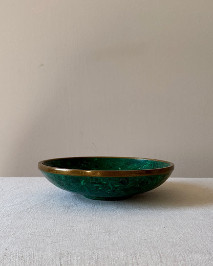 Malachite Bowl with Brass Rim